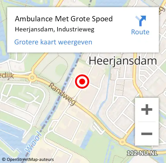 Locatie op kaart van de 112 melding: Ambulance Met Grote Spoed Naar Heerjansdam, Industrieweg op 19 maart 2023 19:59