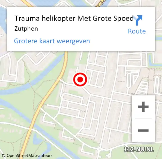 Locatie op kaart van de 112 melding: Trauma helikopter Met Grote Spoed Naar Zutphen op 19 maart 2023 20:15