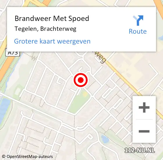 Locatie op kaart van de 112 melding: Brandweer Met Spoed Naar Tegelen, Brachterweg op 19 maart 2023 21:12