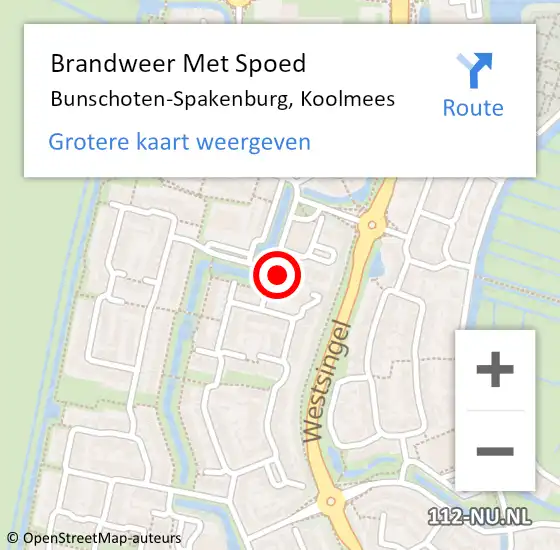 Locatie op kaart van de 112 melding: Brandweer Met Spoed Naar Bunschoten-Spakenburg, Koolmees op 19 maart 2023 21:55