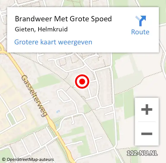 Locatie op kaart van de 112 melding: Brandweer Met Grote Spoed Naar Gieten, Helmkruid op 19 maart 2023 22:07