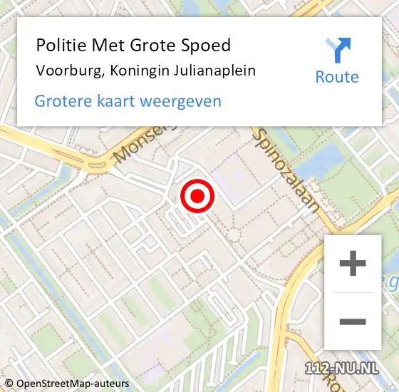 Locatie op kaart van de 112 melding: Politie Met Grote Spoed Naar Voorburg, Koningin Julianaplein op 19 maart 2023 23:45