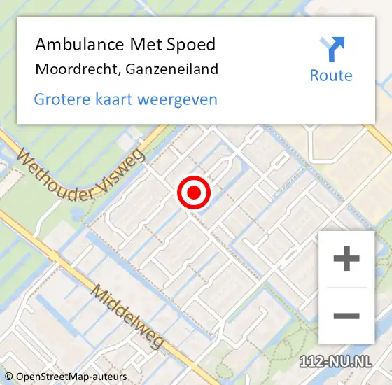 Locatie op kaart van de 112 melding: Ambulance Met Spoed Naar Moordrecht, Ganzeneiland op 20 maart 2023 00:05