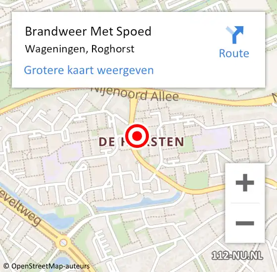 Locatie op kaart van de 112 melding: Brandweer Met Spoed Naar Wageningen, Roghorst op 20 maart 2023 02:42