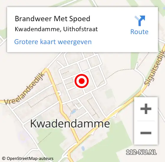 Locatie op kaart van de 112 melding: Brandweer Met Spoed Naar Kwadendamme, Uithofstraat op 20 maart 2023 04:28