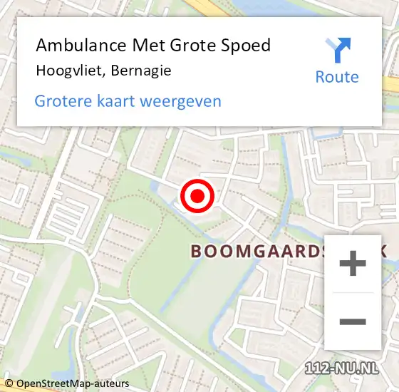 Locatie op kaart van de 112 melding: Ambulance Met Grote Spoed Naar Hoogvliet, Bernagie op 20 maart 2023 04:57