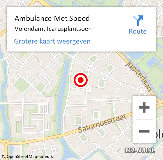 Locatie op kaart van de 112 melding: Ambulance Met Spoed Naar Volendam, Icarusplantsoen op 20 maart 2023 05:01