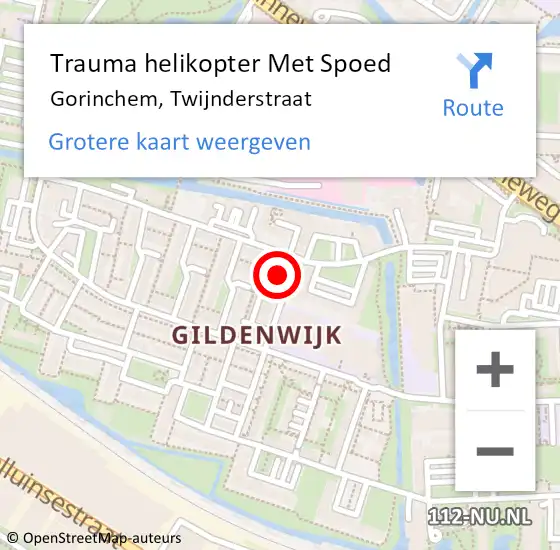 Locatie op kaart van de 112 melding: Trauma helikopter Met Spoed Naar Gorinchem, Twijnderstraat op 20 maart 2023 05:10