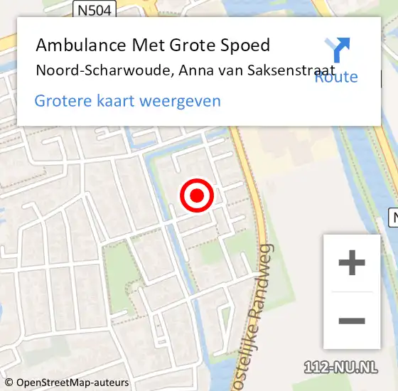 Locatie op kaart van de 112 melding: Ambulance Met Grote Spoed Naar Noord-Scharwoude, Anna van Saksenstraat op 20 maart 2023 06:07