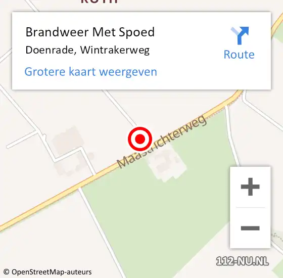 Locatie op kaart van de 112 melding: Brandweer Met Spoed Naar Doenrade, Wintrakerweg op 20 maart 2023 06:42