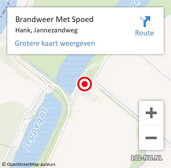 Locatie op kaart van de 112 melding: Brandweer Met Spoed Naar Hank, Jannezandweg op 20 maart 2023 07:19