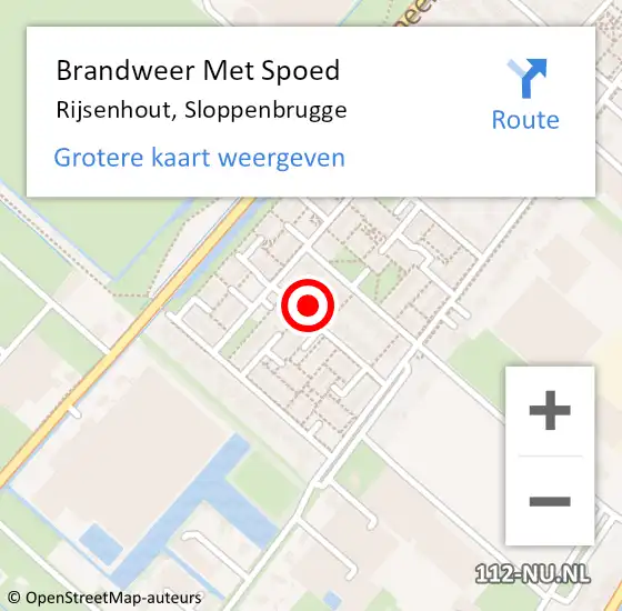 Locatie op kaart van de 112 melding: Brandweer Met Spoed Naar Rijsenhout, Sloppenbrugge op 20 maart 2023 07:24