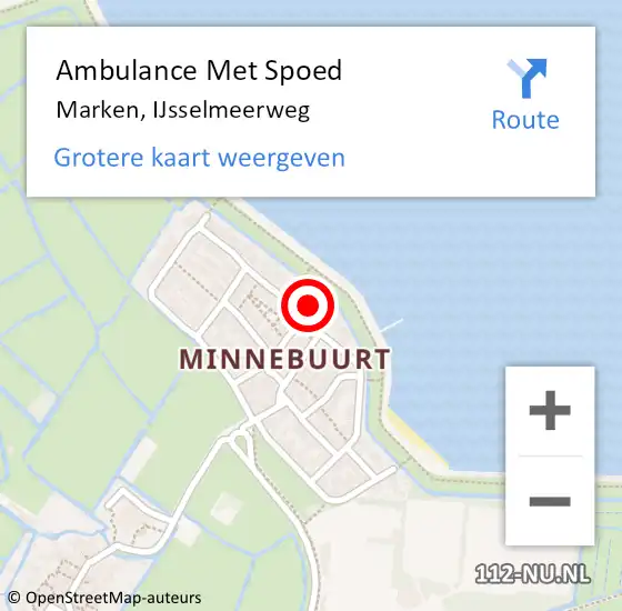 Locatie op kaart van de 112 melding: Ambulance Met Spoed Naar Marken, IJsselmeerweg op 20 maart 2023 07:37