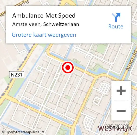 Locatie op kaart van de 112 melding: Ambulance Met Spoed Naar Amstelveen, Schweitzerlaan op 20 maart 2023 07:48