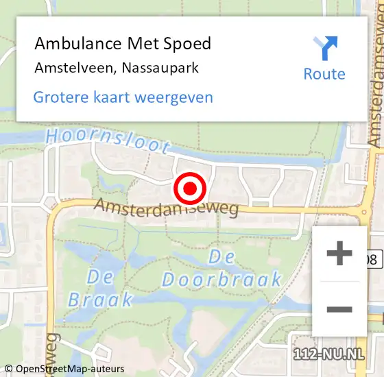 Locatie op kaart van de 112 melding: Ambulance Met Spoed Naar Amstelveen, Nassaupark op 20 maart 2023 07:52