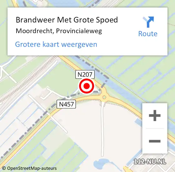 Locatie op kaart van de 112 melding: Brandweer Met Grote Spoed Naar Moordrecht, Provincialeweg op 20 maart 2023 07:57