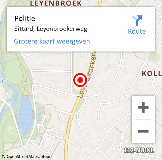 Locatie op kaart van de 112 melding: Politie Sittard, Leyenbroekerweg op 20 maart 2023 08:03
