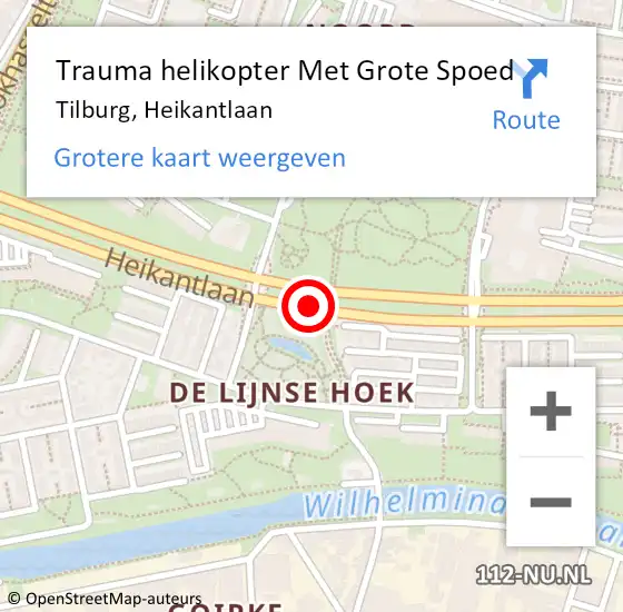 Locatie op kaart van de 112 melding: Trauma helikopter Met Grote Spoed Naar Tilburg, Heikantlaan op 20 maart 2023 08:09