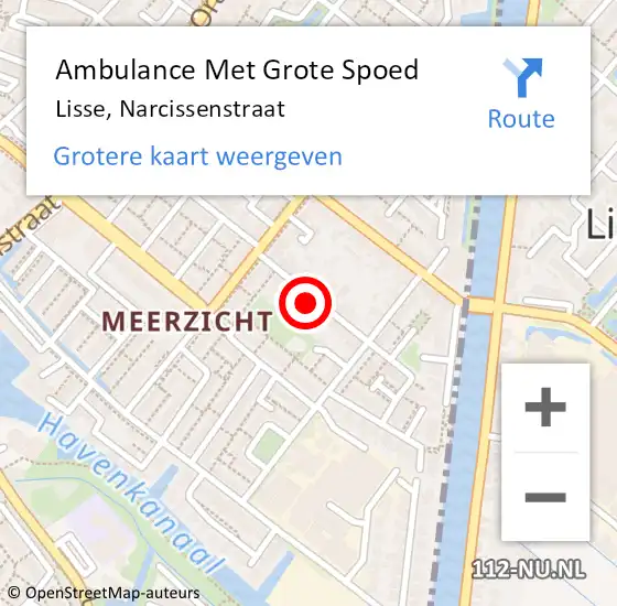 Locatie op kaart van de 112 melding: Ambulance Met Grote Spoed Naar Lisse, Narcissenstraat op 20 maart 2023 08:29