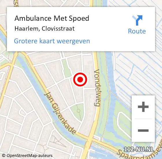 Locatie op kaart van de 112 melding: Ambulance Met Spoed Naar Haarlem, Clovisstraat op 20 maart 2023 08:42