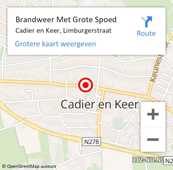 Locatie op kaart van de 112 melding: Brandweer Met Grote Spoed Naar Cadier en Keer, Limburgerstraat op 20 maart 2023 08:57