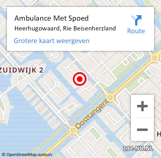 Locatie op kaart van de 112 melding: Ambulance Met Spoed Naar Heerhugowaard, Rie Beisenherzland op 19 augustus 2014 14:39