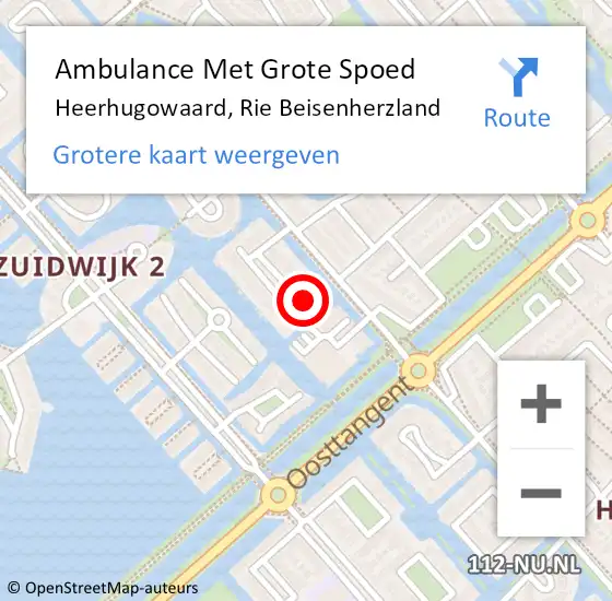 Locatie op kaart van de 112 melding: Ambulance Met Grote Spoed Naar Heerhugowaard, Rie Beisenherzland op 19 augustus 2014 14:42