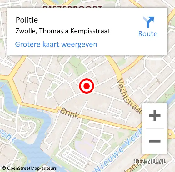 Locatie op kaart van de 112 melding: Politie Zwolle, Thomas a Kempisstraat op 20 maart 2023 09:30