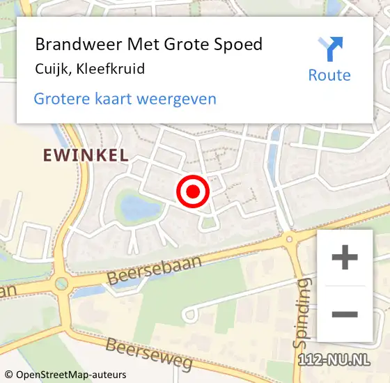 Locatie op kaart van de 112 melding: Brandweer Met Grote Spoed Naar Cuijk, Kleefkruid op 20 maart 2023 09:58