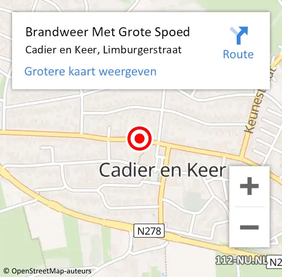 Locatie op kaart van de 112 melding: Brandweer Met Grote Spoed Naar Cadier en Keer, Limburgerstraat op 20 maart 2023 10:16