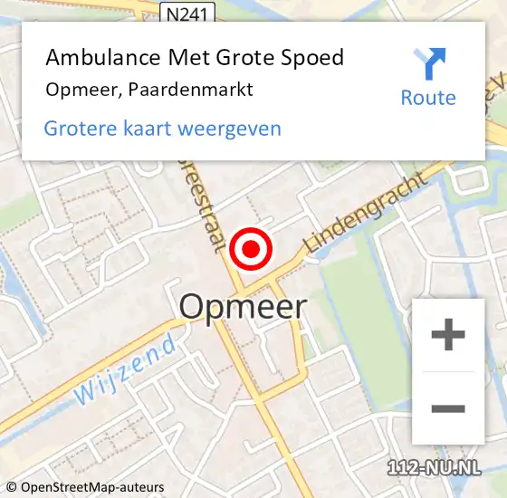 Locatie op kaart van de 112 melding: Ambulance Met Grote Spoed Naar Opmeer, Paardenmarkt op 20 maart 2023 10:23