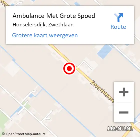 Locatie op kaart van de 112 melding: Ambulance Met Grote Spoed Naar Honselersdijk, Zwethlaan op 20 maart 2023 10:30