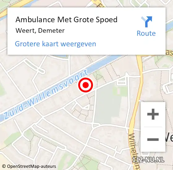 Locatie op kaart van de 112 melding: Ambulance Met Grote Spoed Naar Weert, Demeter op 20 maart 2023 10:37