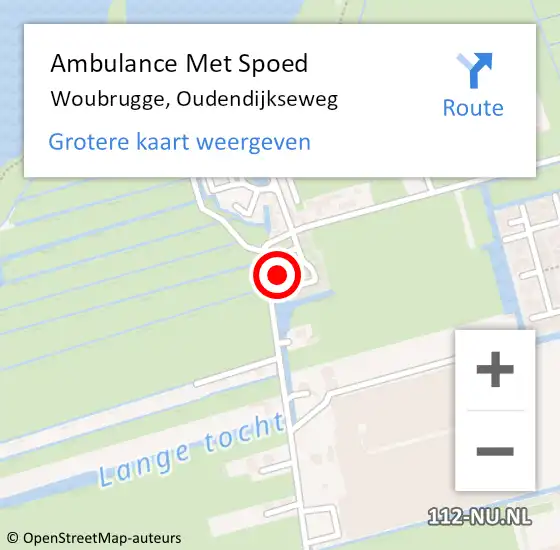 Locatie op kaart van de 112 melding: Ambulance Met Spoed Naar Woubrugge, Oudendijkseweg op 20 maart 2023 10:43