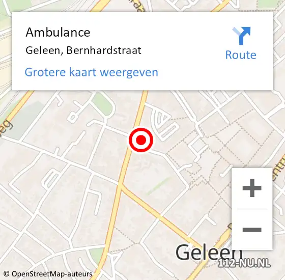 Locatie op kaart van de 112 melding: Ambulance Geleen, Bernhardstraat op 19 augustus 2014 14:55