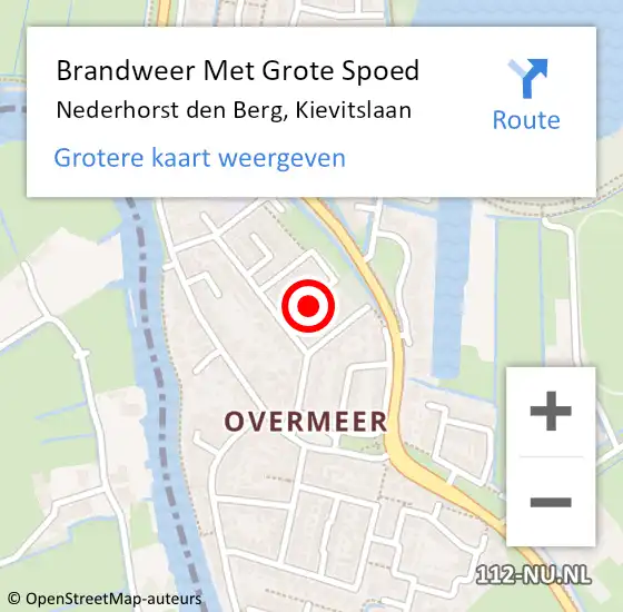 Locatie op kaart van de 112 melding: Brandweer Met Grote Spoed Naar Nederhorst den Berg, Kievitslaan op 20 maart 2023 10:53