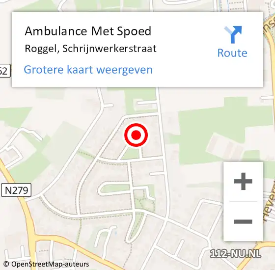 Locatie op kaart van de 112 melding: Ambulance Met Spoed Naar Roggel, Schrijnwerkerstraat op 20 maart 2023 10:54