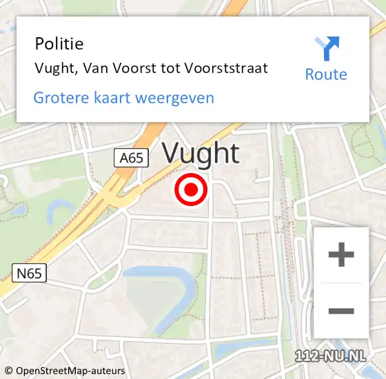 Locatie op kaart van de 112 melding: Politie Vught, Van Voorst tot Voorststraat op 20 maart 2023 10:54