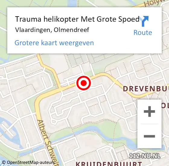 Locatie op kaart van de 112 melding: Trauma helikopter Met Grote Spoed Naar Vlaardingen, Olmendreef op 20 maart 2023 11:05