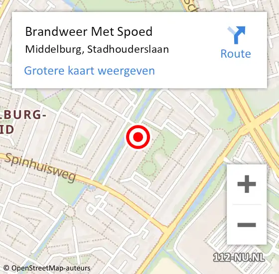 Locatie op kaart van de 112 melding: Brandweer Met Spoed Naar Middelburg, Stadhouderslaan op 20 maart 2023 11:48