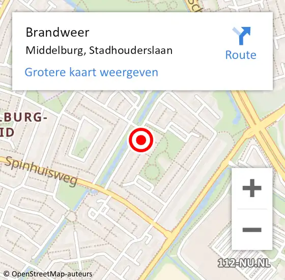 Locatie op kaart van de 112 melding: Brandweer Middelburg, Stadhouderslaan op 20 maart 2023 11:49