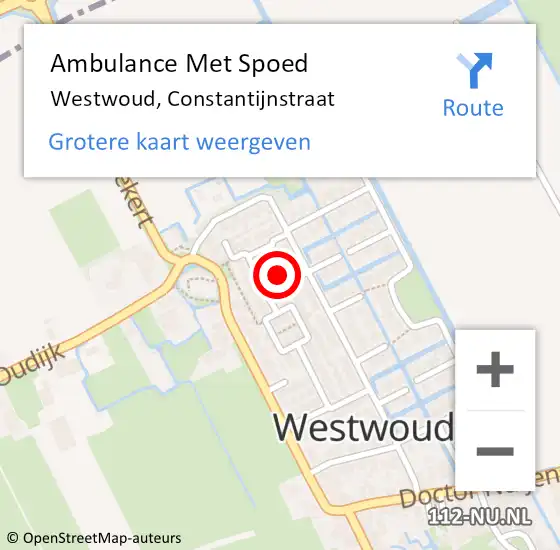 Locatie op kaart van de 112 melding: Ambulance Met Spoed Naar Westwoud, Constantijnstraat op 20 maart 2023 12:38