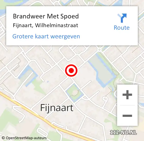 Locatie op kaart van de 112 melding: Brandweer Met Spoed Naar Fijnaart, Wilhelminastraat op 20 maart 2023 12:47
