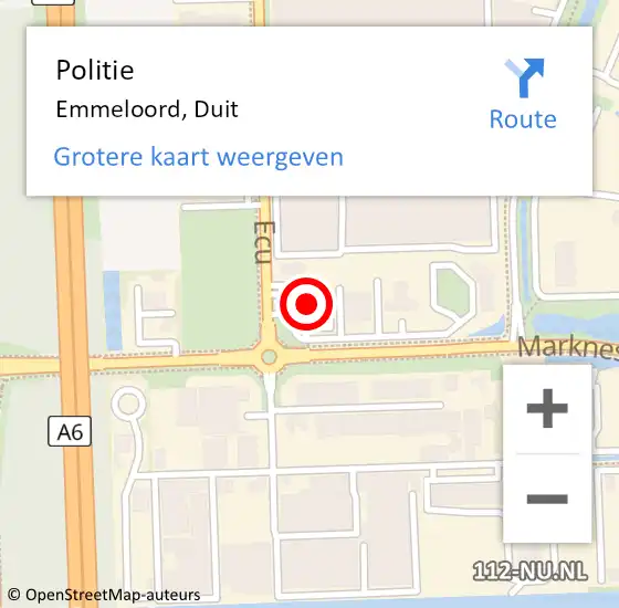 Locatie op kaart van de 112 melding: Politie Emmeloord, Duit op 20 maart 2023 13:11