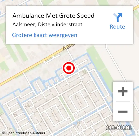 Locatie op kaart van de 112 melding: Ambulance Met Grote Spoed Naar Aalsmeer, Distelvlinderstraat op 20 maart 2023 13:33