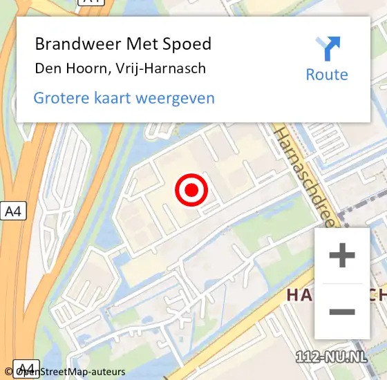 Locatie op kaart van de 112 melding: Brandweer Met Spoed Naar Den Hoorn, Vrij-Harnasch op 20 maart 2023 13:39