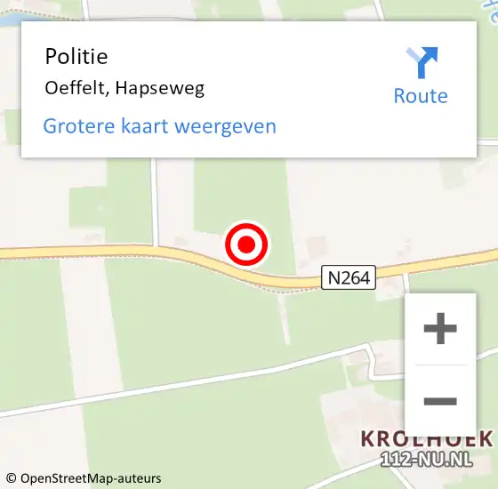 Locatie op kaart van de 112 melding: Politie Oeffelt, Hapseweg op 20 maart 2023 13:57