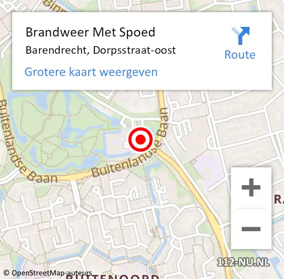 Locatie op kaart van de 112 melding: Brandweer Met Spoed Naar Barendrecht, Dorpsstraat-oost op 20 maart 2023 13:58
