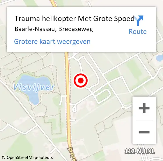 Locatie op kaart van de 112 melding: Trauma helikopter Met Grote Spoed Naar Baarle-Nassau, Bredaseweg op 20 maart 2023 14:06