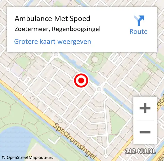 Locatie op kaart van de 112 melding: Ambulance Met Spoed Naar Zoetermeer, Regenboogsingel op 20 maart 2023 14:08